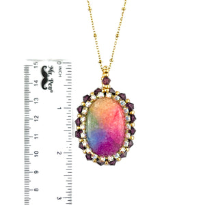 Bold and Beautiful Oval Rainbow Quartz Pendant Necklace