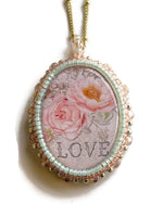 Unique Beaded Love Pendant Necklace