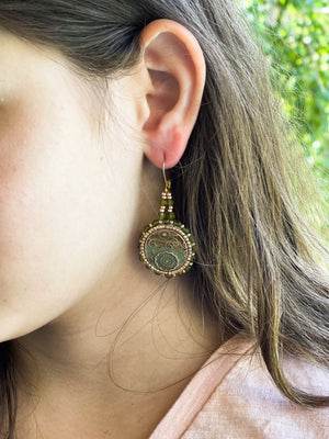 
            
                Load image into Gallery viewer, Gorgeous Green Abstract Beaded Earrings
            
        