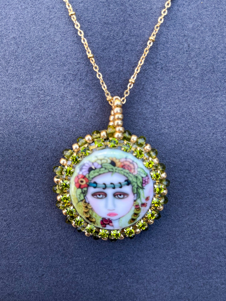 Stunning Summer Bouquet Painted Lady Beaded Necklace