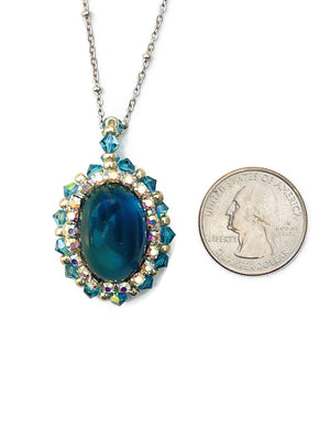 Beautiful Blue Fire Agate Beaded Pendant Necklace