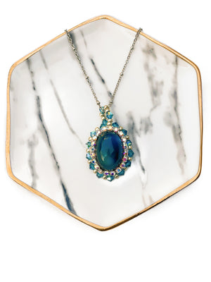 Beautiful Blue Fire Agate Beaded Pendant Necklace