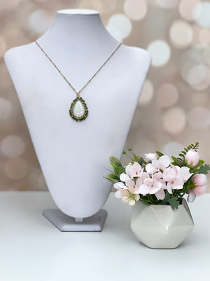 Stunning Teardrop Opalite Mirror Gemstone Beaded Necklace