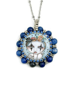 Harlequin Painted Lady Beaded Pendant Necklace