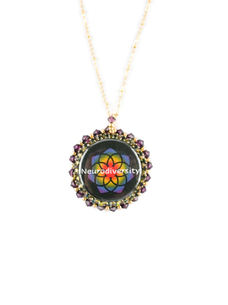 
            
                Load image into Gallery viewer, Celebrate Neurodiversity Large Beaded Pendant Necklace
            
        