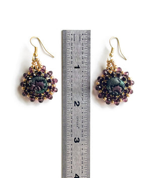 Fabulous handmade beaded purple flower necklace and earrings set