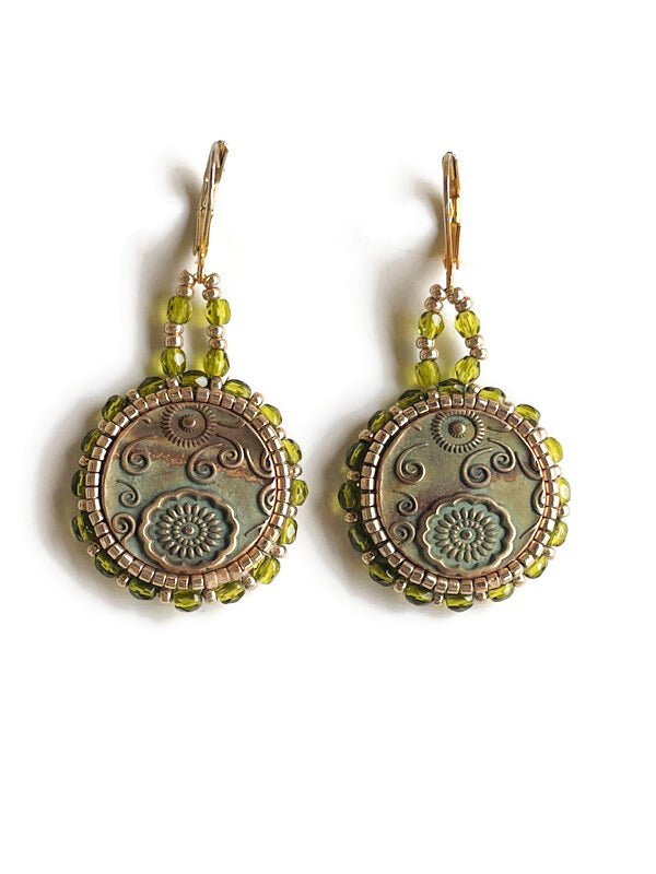 
            
                Load image into Gallery viewer, Gorgeous Green Abstract Beaded Earrings
            
        