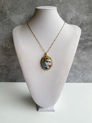 Lady Marion Painted Lady Beaded Pendant Necklace