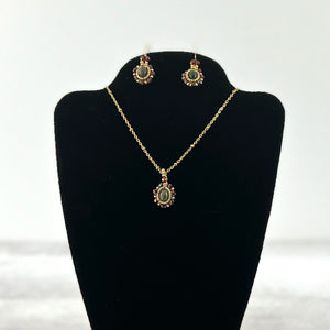 Breathtaking Black Opalius Necklace and Earring Set