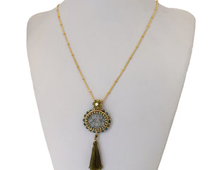 Glamorous in Green Beaded Initial Pendant Necklace