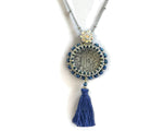 Beaded Blue Personalized Initial Pendant Necklace