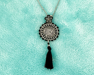 Beautiful in Black Initial Pendant Necklace